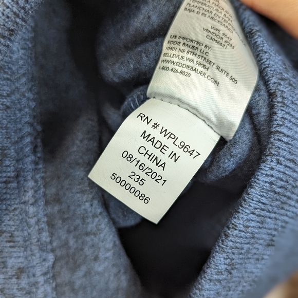 Eddie Bauer Fleece Pullover Men Size Small Snap Button Radiator Blue Recycled - Picture 11 of 15